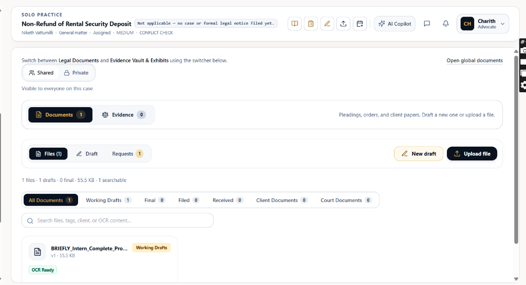 Case Documents Hub & Files View