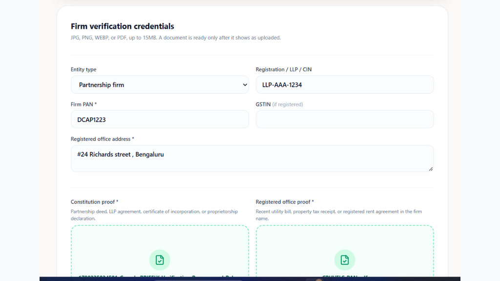 Upload Certificate of Incorporation & Partnership Deed